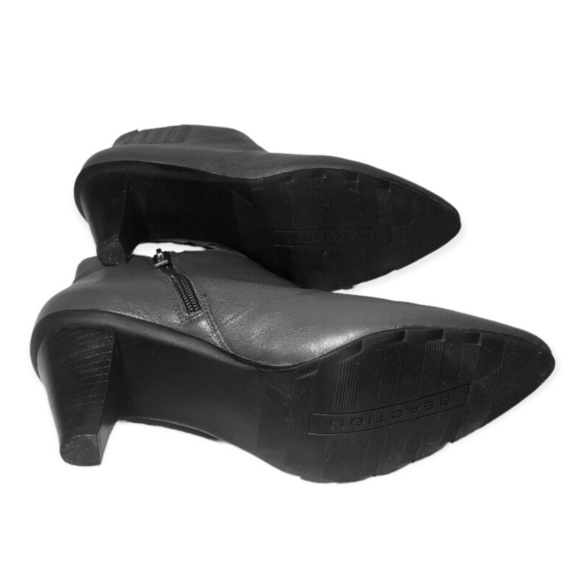 𝅺REACTION Kenneth Cole Hill N Spill Gray Smooth Leather Ankle Boot Heel Size 7 - Picture 6 of 7